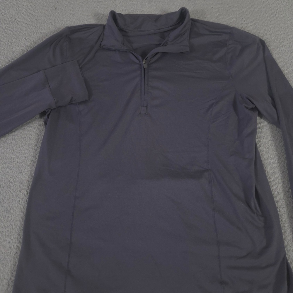 Fabletics Pullover Womens M Gray 1/4 Zip Performance Thumbhole Back Pocket Top